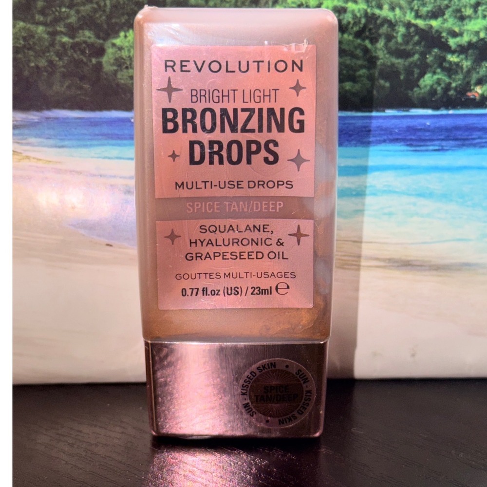Revolution Bright Light Bronzing Drops Spice Tan Deep Squalane Hyaluronic 23ml